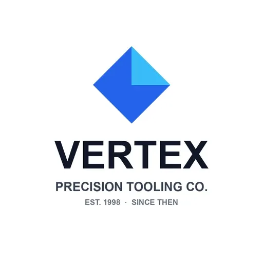 Vertex combo mark with a tagline, a fictional brand